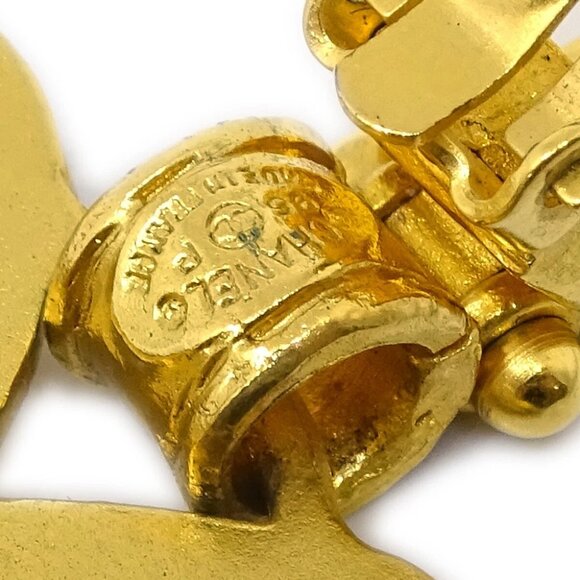 Chanel Dangle Heart Earrings Gold Clip-On 95P - Picture 4 of 4